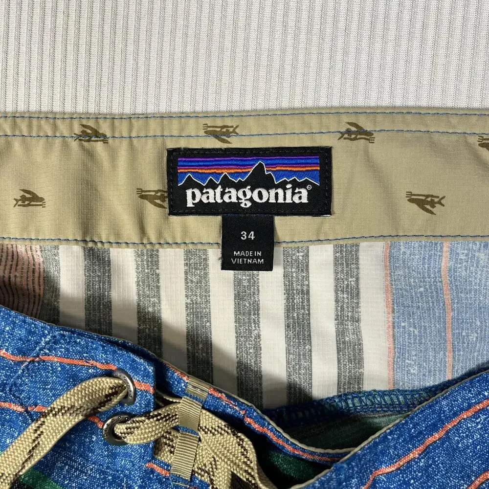 Patagonia Board Shorts Mens 34 Multicolor Striped Surf Swim Trunks Quick Dry